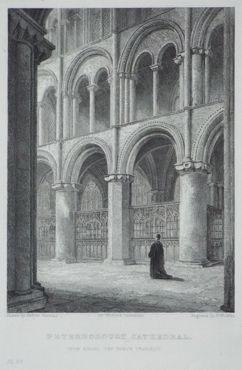 Print - Peterborough Cathedral. View across the North Transept. - Winkles